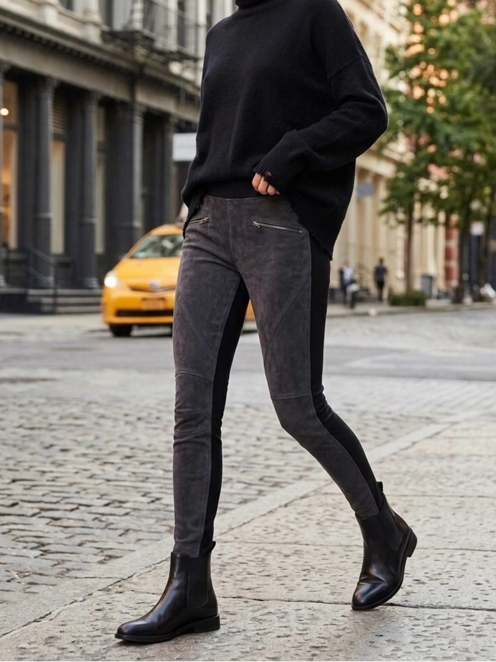 Blank NYC Black Leather Rayon and nylon Skinny Leggings